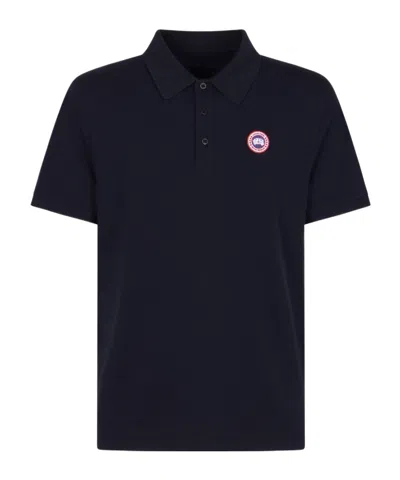 Canada Goose Men Beckley Polo Shirt In Structured Cotton In Blue