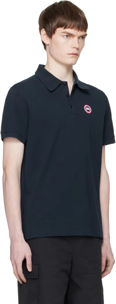 Canada Goose Men Beckley Polo Shirt In Structured Cotton In Blue