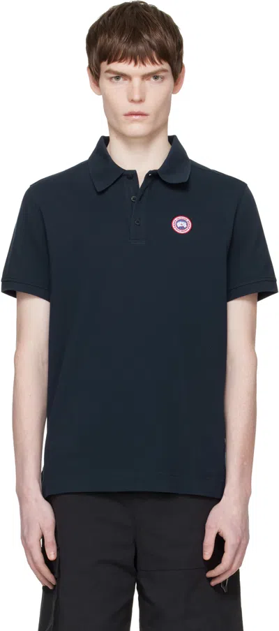 Canada Goose Men Beckley Polo Shirt In Structured Cotton In Blue