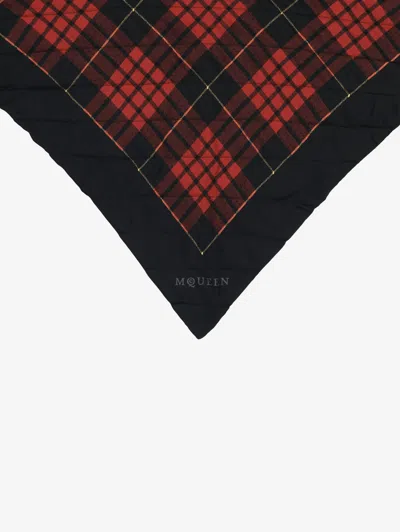 Alexander Mcqueen Tartan Check Quilted Silk Scarf In Animal Print