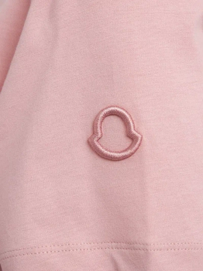 Moncler Cotton Ribbed Crewneck Short-sleeve T-shirt In Pink