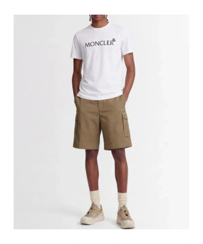 Moncler Mens White Flocked-logo Badge Short-sleeve Cotton-jersey T-shirt