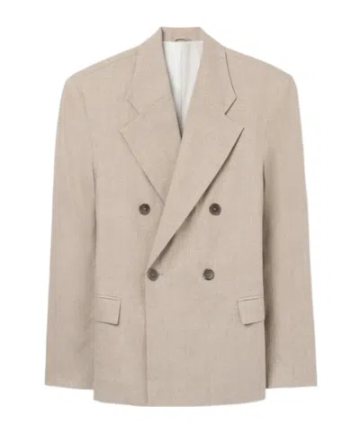 Séfr Donovan Linen Blazer Double Breasted Design In Brown