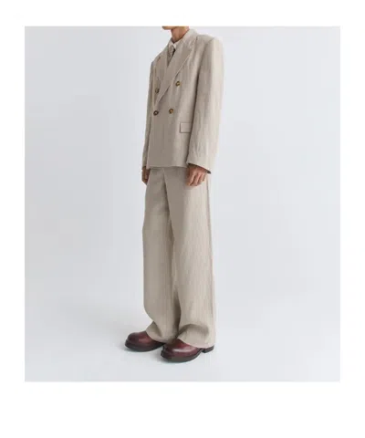 Séfr Donovan Linen Blazer Double Breasted Design In Brown