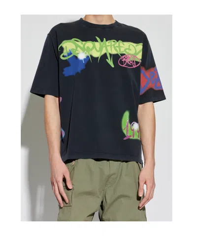 Dsquared2 Graffiti-print T-shirt In Black