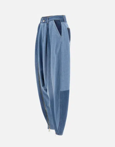 Coperni Patchwork Sarouel Jeans In Blue