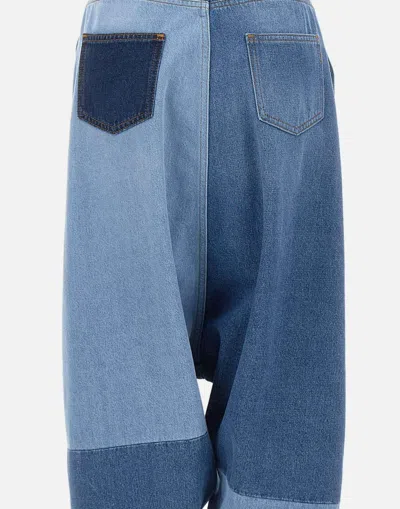 Coperni Patchwork Sarouel Jeans In Blue