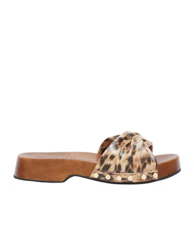Ganni Twisted-detail Leopard-print Sandals In Animal Print