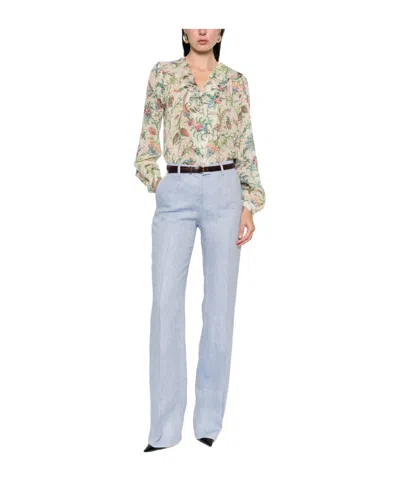 Etro Ruffled Floral Top In White
