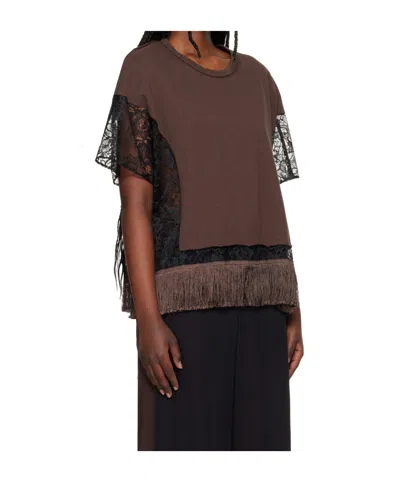 Undercover Crew Neck Patchwork T-shirt In Brown