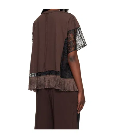 Undercover Crew Neck Patchwork T-shirt In Brown