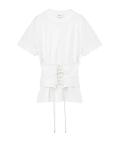 Alexander Mcqueen Mcqueen Cotton Jersey Corset T-shirt In White