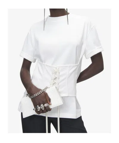 Alexander Mcqueen Mcqueen Cotton Jersey Corset T-shirt In White