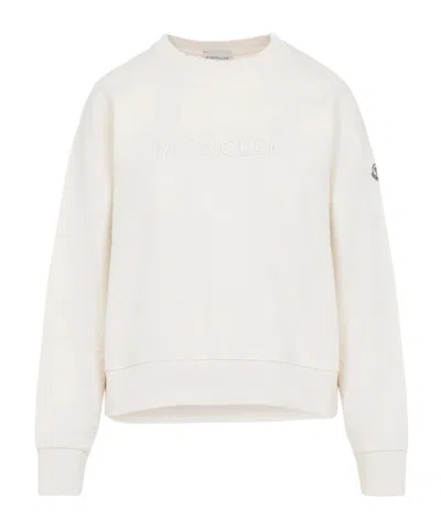 Moncler Crew Neck Sweatshirt Long Sleeves Ribbed Trims In Multi