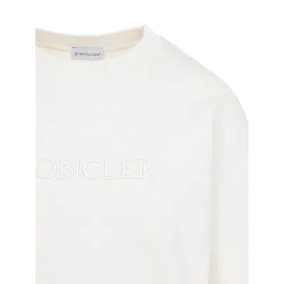 Moncler Crew Neck Sweatshirt Long Sleeves Ribbed Trims In Multi