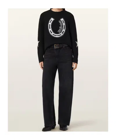 Allsaints Kismet Intarsia Knitted Sweater In Black