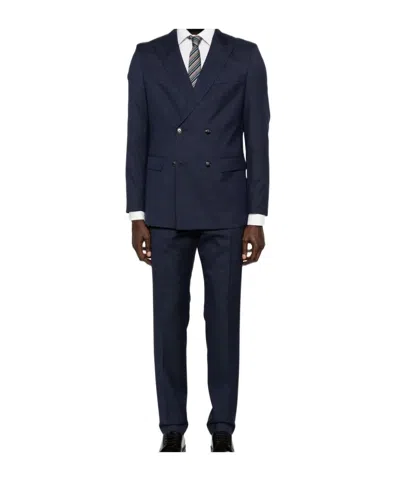 Hugo Boss Wool Double-breasted Suit In Blue