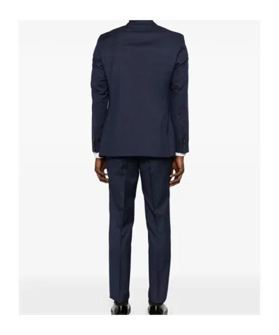 Hugo Boss Wool Double-breasted Suit In Blue
