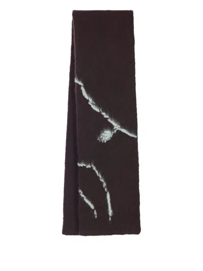 Dries Van Noten Rectangular Brown Scarf With Embroidery In Orange