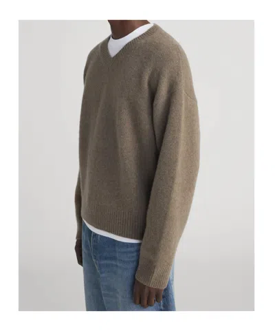 Frame V-neck Sweater In Brown