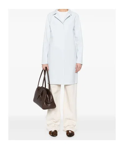 Herno Light Blue Polyamide Coat In Blue
