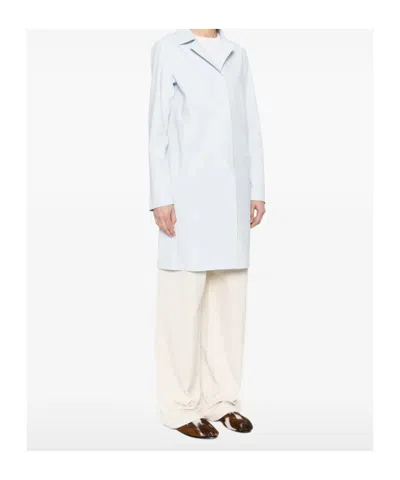 Herno Light Blue Polyamide Coat In Blue