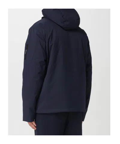 Ea7 Hooded Logo-patch Jacket In Blue