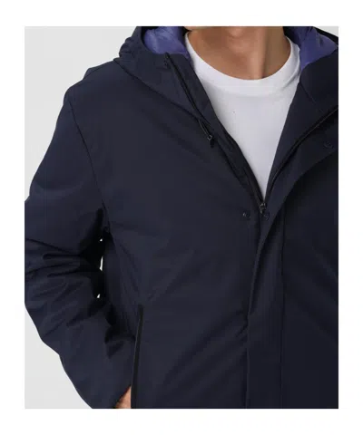 Ea7 Hooded Logo-patch Jacket In Blue