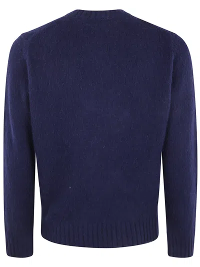 Aspesi Rugged Wool Pullover Sweater In Blue