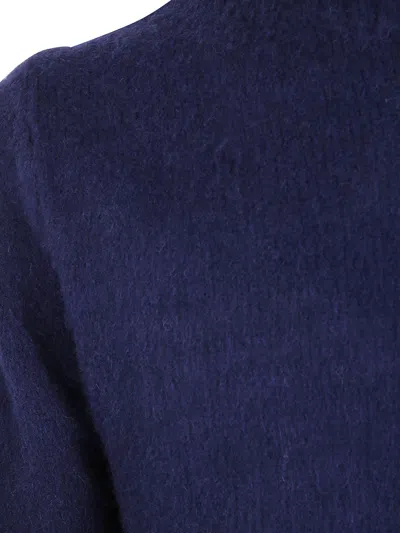 Aspesi Rugged Wool Pullover Sweater In Blue