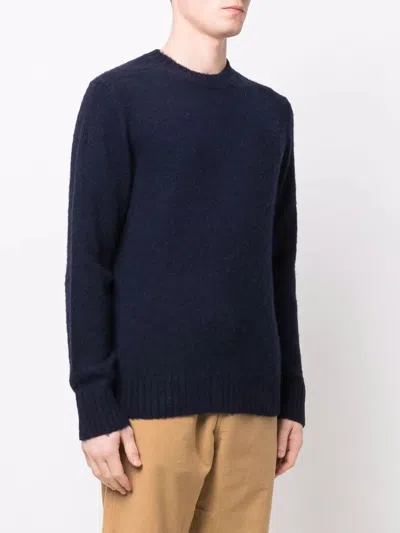 Aspesi Rugged Wool Pullover Sweater In Blue