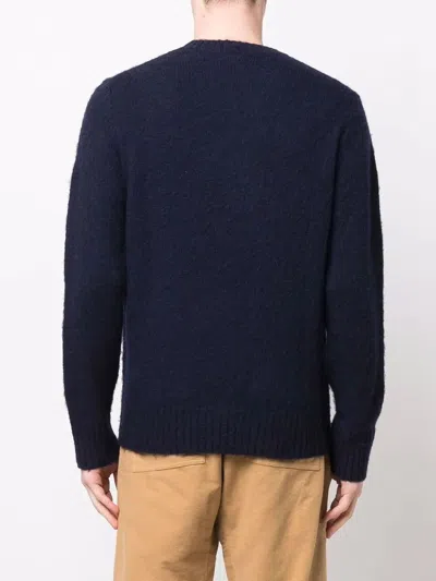 Aspesi Rugged Wool Pullover Sweater In Blue