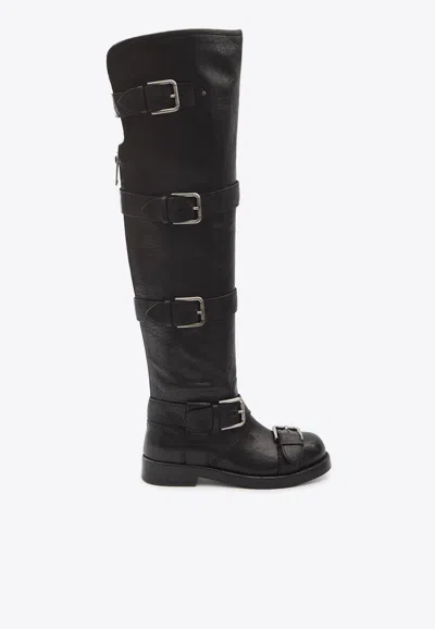 Dolce & Gabbana Women Black Leather Boots, 4.5 Luxury Boots For Women Darveys