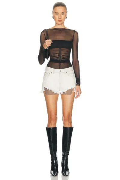Rick Owens Denim Shorts With Bias Cutoffs In White