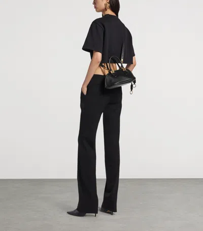 Balenciaga Mini Leather Bolero B Logo Zip Fastening Top Handle With Ring Detail In Black