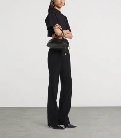 Balenciaga Mini Leather Bolero B Logo Zip Fastening Top Handle With Ring Detail In Black