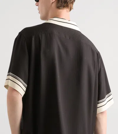 Dolce & Gabbana Men Hawaii Shirt With Logo And Striped Print In Black