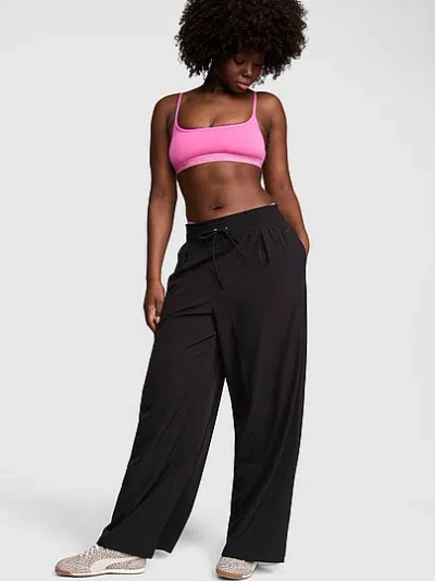 Pink Tech Woven Straight-leg Pants In Black | ModeSens