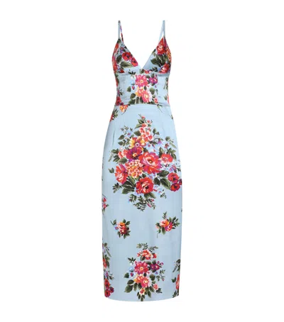 Dolce & Gabbana Floral Midi Dress Fitted Silhouette In Multi