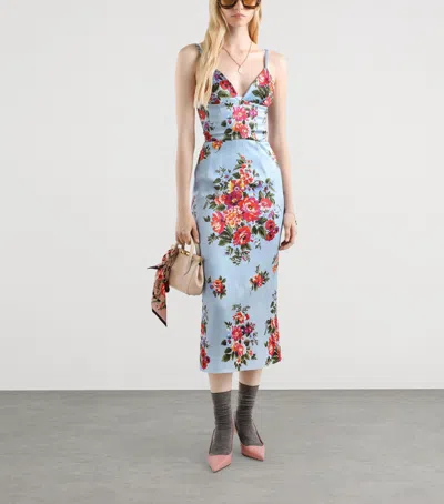 Dolce & Gabbana Floral Midi Dress Fitted Silhouette In Multi