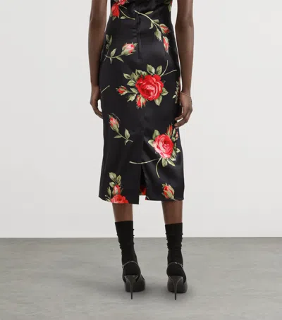 Dolce & Gabbana Women Black Dress With All-over Floral Print In Silk Woman In Black