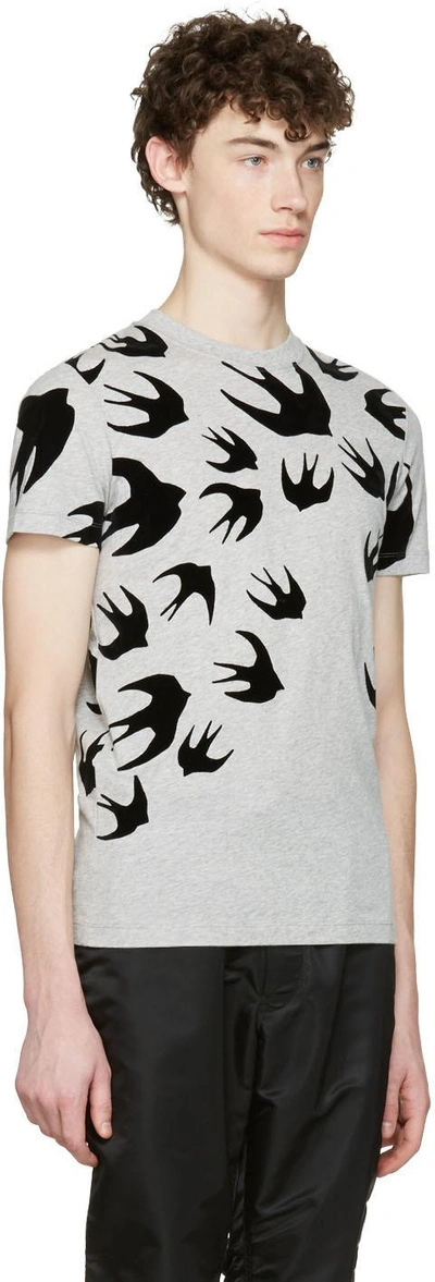 Shop Mcq By Alexander Mcqueen Grey Swallows T-shirt