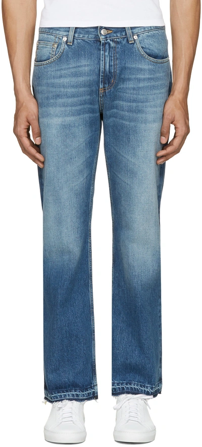 Shop Alexander Mcqueen Blue Straight-leg Jeans