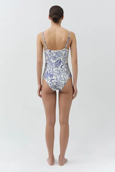 Simkhai Womens Blueberry Multi Ottilie Strapless Swimsuit In Blue