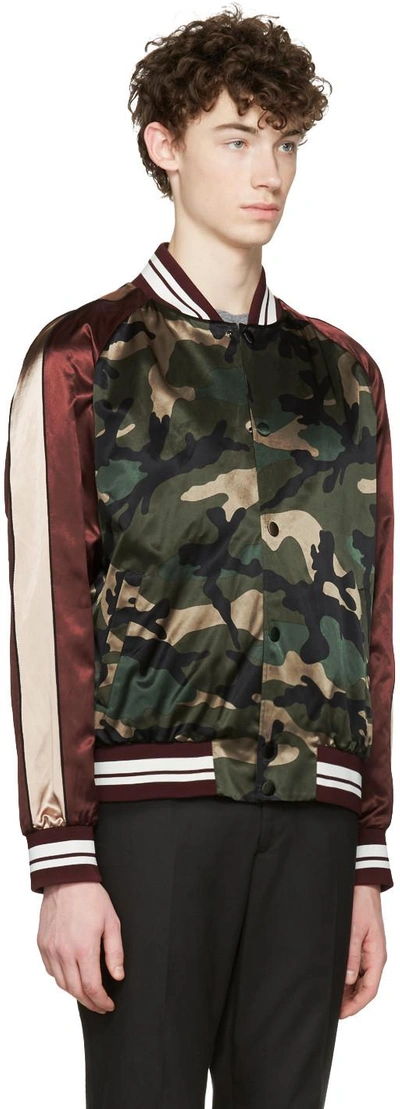 Shop Valentino Green Camo Souvenir Bomber Jacket