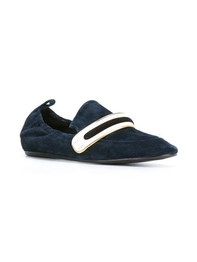 Shop Lanvin Striped Vamp Mocassins In Blue