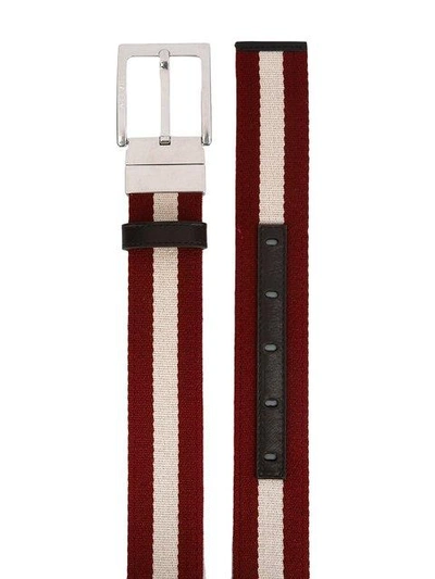 Shop Bally Striped Belt In Red