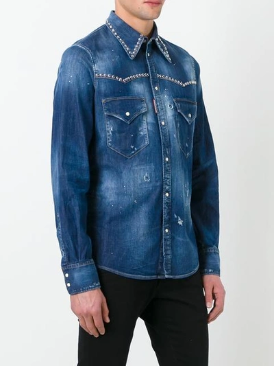 Shop Dsquared2 - Studded Distressed Western Shirt