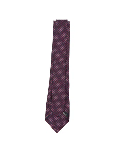 Kiton Geometric-pattern Tie In Metallic