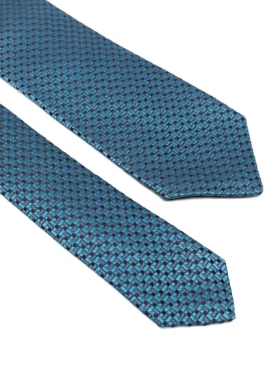 Kiton Geometric-pattern Tie In Orange